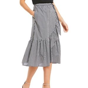 SALE❤️‍🔥NWT CUPIO Gingham Ruffle Midi Wrap Skirt